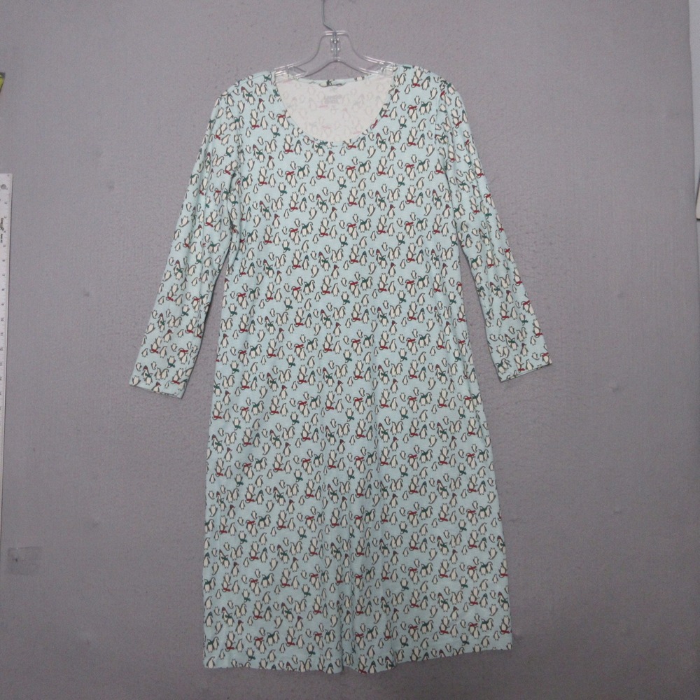 Lands End Nightgown S Small Penguin Quirky Cotton Long Sleeve Loungewear SOFT